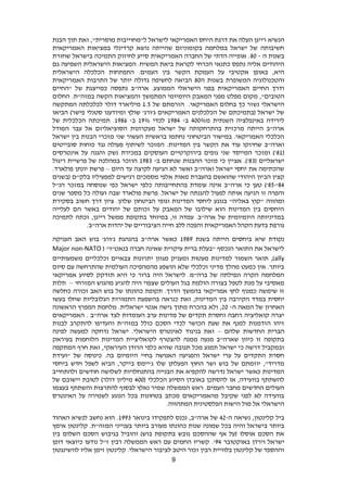 9
‫הנשיא‬‫הבנת‬ ‫תוך‬ ‫זאת‬ ,"‫מוסרית‬ ‫ל"מחוייבות‬ ‫לישראל‬ ‫האמריקאי‬ ‫היחס‬ ‫דרגת‬ ‫את‬ ‫העלה‬ ‫רייגן‬
‫האמריקאית‬ ‫במציאות‬ ‫קרדינלי‬ ‫נושא‬ ‫שהייתה‬ ‫בקומוניזם‬ ‫במלחמה‬ ‫ישראל‬ ‫של‬ ‫חשיבותה‬
‫ה‬ ‫בשנות‬-90‫שחזרת‬ ‫בישראל‬ ‫התמיכה‬ ‫לחיזוק‬ ‫סייע‬ ‫האמריקאית‬ ‫החברה‬ ‫של‬ ‫הדתי‬ ‫אופייה‬ .
‫לקרא‬ ‫הכרחי‬ ‫כתנאי‬ ‫נתפס‬ ‫אליה‬ ‫היהודים‬‫גם‬ ‫השפיעה‬ ‫הישראלית‬ ‫המציאות‬ .‫המשיח‬ ‫ביאת‬ ‫ת‬
‫הישראלית‬ ‫הכלכלה‬ ‫התפתחות‬ .‫העמים‬ ‫בין‬ ‫הקשר‬ ‫העמקת‬ ‫על‬ ‫אקטיבי‬ ‫באופן‬ ,‫היא‬
‫ה‬ ‫בשנות‬ ‫המשופרת‬ ‫והטכנולוגיה‬90‫האמריקאית‬ ‫התרבות‬ ‫של‬ ‫יותר‬ ‫גדולה‬ ‫לחשיפה‬ ‫הביאה‬
‫"החיים‬ ‫של‬ ‫כמייצגת‬ ‫נתפסה‬ ‫ארה"ב‬ .‫הממוצע‬ ‫הישראלי‬ ‫בפני‬ ‫האמריקאית‬ ‫החיים‬ ‫ודרך‬
‫הט‬‫החלום‬ .‫במזה"ת‬ ‫הקשה‬ ‫והמציאות‬ ‫המתמשך‬ ‫היומיומי‬ ‫המאבק‬ ‫מפני‬ ‫מפלט‬ ‫מקום‬ ,"‫ובים‬
‫של‬ ‫הזרמתם‬ .‫האמריקאי‬ ‫בחלום‬ ‫כך‬ ‫נשזר‬ ‫הישראלי‬1.2‫המתקשה‬ ‫לכלכלתה‬ ‫דולר‬ ‫מיליארד‬
‫הביאו‬ )‫פישר‬ ‫סטנלי‬ ‫ומיודענו‬ ‫שולץ‬ '‫ג'ורג‬ ‫האמריקאים‬ ‫הכלכלנים‬ ‫של‬ ‫(בתמיכתם‬ ‫ישראל‬ ‫של‬
‫מ‬ ‫השנתית‬ ‫באינפלציה‬ ‫לירידה‬400%‫ב‬-1894‫לכדי‬18%‫ב‬-1892‫של‬ ‫הכלכלית‬ ‫תמיכתה‬ .
‫המודל‬ ‫עבר‬ ‫אל‬ ‫הסוציאליזם‬ ‫מעקרונות‬ ‫ישראל‬ ‫של‬ ‫בהתרחקותה‬ ‫מרכזית‬ ‫הייתה‬ ‫ארה"ב‬
‫ישראל‬ ‫בין‬ ‫הבנות‬ ‫מזכרי‬ ‫שני‬ ‫העשור‬ ‫בראשית‬ ‫נחתמו‬ ‫הביטחוני‬ ‫במישור‬ .‫האמריקאי‬ ‫הכלכלי‬
‫כ‬ ‫נגד‬ ‫פעולה‬ ‫לשיתוף‬ ‫המזכר‬ .‫המדינות‬ ‫בין‬ ‫הקשר‬ ‫את‬ ‫עוד‬ ‫שחיזקו‬ ‫וארה"ב‬‫סובייטים‬ ‫וחות‬
(91‫אינטרסים‬ ‫על‬ ‫והגנה‬ ‫נשק‬ ‫במכירת‬ ‫העוסקים‬ ‫בירוקרטיים‬ ‫גופים‬ ‫שני‬ ‫המייסד‬ ‫ומזכר‬ )'
( ‫ישראליים‬99‫ב‬ ‫שנחתם‬ ‫ההבנות‬ ‫מזכר‬ ‫כי‬ ‫אציין‬ .)'-1899‫ריגול‬ ‫פרשיית‬ ‫של‬ ‫במהלכה‬ ‫הוזכר‬
‫היום‬ ‫עד‬ ‫לקיצה‬ ‫הגיעה‬ ‫לא‬ ‫ואשר‬ ‫וארה"ב‬ ‫ישראל‬ ‫יחסי‬ ‫את‬ ‫שהכתימה‬–.‫פולארד‬ ‫יונתן‬ ‫פרשת‬
‫הב‬ ‫קצין‬‫(בשנים‬ ‫בלק"ם‬ ‫למפעיליו‬ ‫רגישים‬ ‫מסמכים‬ ‫אלפי‬ ‫מאות‬ ‫בהעברת‬ ‫שהואשם‬ ‫היהודי‬ ‫יון‬
94'-92‫הנ"ל‬ ‫במזכר‬ ‫שנוסחה‬ ‫כפי‬ ‫ישראל‬ ‫כלפי‬ ‫בהתחייבותה‬ ‫עומדת‬ ‫אינה‬ ‫ארה"ב‬ ‫כי‬ ‫טען‬ )'
‫שנים‬ ‫מספר‬ ‫כל‬ ‫ועולה‬ ‫שבה‬ ‫פולארד‬ ‫פרשת‬ .‫ישראל‬ ‫של‬ ‫להגנתה‬ ‫לפעול‬ ‫אותה‬ ‫הניעה‬ ‫זו‬ ‫והפרה‬
‫ליחסי‬ ‫בנוגע‬ "‫באליה‬ ‫"קוץ‬ ‫ומהווה‬‫בסקירת‬ ‫חשוב‬ ‫דרך‬ ‫ציון‬ .‫שלהן‬ ‫הביטחון‬ ‫וגופי‬ ‫המדינות‬
‫לעלייה‬ ‫הם‬ ‫באשר‬ ‫יהודים‬ ‫של‬ ‫זכותם‬ ‫על‬ ‫המאבק‬ ‫של‬ ‫שילובו‬ ‫הוא‬ ‫המדינות‬ ‫בין‬ ‫היחסים‬
‫לתמיכה‬ ‫זכתה‬ ,‫רייגן‬ ‫ממשל‬ ‫בתקופת‬ ‫במיוחד‬ ,‫זו‬ ‫עמדה‬ .‫ארה"ב‬ ‫של‬ ‫היומיומית‬ ‫במדיניותה‬
‫יה‬ ‫של‬ ‫הציבוריים‬ ‫חייה‬ ‫ללב‬ ‫והפכה‬ ‫האמריקאית‬ ‫הקהל‬ ‫בדעת‬ ‫גורפת‬.‫ארה"ב‬ ‫דות‬
‫בשנת‬ ‫הייתה‬ ‫ביחסים‬ ‫שיא‬ ‫נקודת‬1898‫העניקה‬ ‫האב‬ ‫בוש‬ '‫ג'ורג‬ ‫בהנהגת‬ ‫ארה"ב‬ ‫כאשר‬
( "‫בנאט"ו‬ ‫חברה‬ ‫שאינה‬ ‫עיקרית‬ ‫ברית‬ ‫"בעלת‬ ‫הנכסף‬ ‫התואר‬ ‫את‬ ‫לישראל‬Major non-NATO
ally‫משמעותיים‬ ‫וכלכליים‬ ‫צבאיים‬ ‫יתרונות‬ ‫מגוון‬ ‫ומעניק‬ ‫מעטות‬ ‫למדינות‬ ‫השמור‬ ‫תואר‬ ,)
‫סיום‬ ‫עם‬ ‫שהתרחשה‬ ‫העולמית‬ ‫מהמהפיכה‬ ‫הושפע‬ ‫שלא‬ ‫וכלכלי‬ ‫מדיני‬ ‫מהלך‬ ‫כמעט‬ ‫אין‬ .‫ביותר‬
‫אמריקאי‬ ‫לסיוע‬ ‫תזדקק‬ ‫היא‬ ‫כי‬ ‫ברור‬ ‫היה‬ ‫לישראל‬ .‫ברה"מ‬ ‫של‬ ‫ונפילתה‬ ‫הקרה‬ ‫המלחמה‬
‫הולמת‬ ‫בצורה‬ ‫לטפל‬ ‫מנת‬ ‫על‬ ‫מאסיבי‬‫המזרחי‬ ‫מהגוש‬ ‫להגיע‬ ‫היה‬ ‫שצפוי‬ ‫העולים‬ ‫בגל‬–‫תלות‬
‫כחלשה‬ ‫זכורה‬ ‫האב‬ ‫בוש‬ ‫של‬ ‫כהונתו‬ ‫תקופת‬ .‫הדרך‬ ‫בהמשך‬ ‫אמריקאי‬ ‫לחץ‬ ‫כמנוף‬ ‫שימשה‬ ‫זו‬
‫בעשו‬ ‫שחלו‬ ‫הגלובליות‬ ‫התמורות‬ ‫בהשפעת‬ ‫כנראה‬ ‫זאת‬ ,‫המדינות‬ ‫בין‬ ‫הקירבה‬ ‫במדד‬ ‫יחסית‬
‫ה‬ ‫המאה‬ ‫של‬ ‫האחרון‬-60‫מ‬ .‫ישראלית‬ ‫אנטי‬ ‫גישה‬ ‫מתוך‬ ‫בהכרח‬ ‫ולא‬ ,‫הראשונה‬ ‫המפרץ‬ ‫לחמת‬
‫האמריקאים‬ . ‫ארה"ב‬ ‫לצד‬ ‫העומדות‬ ‫ערב‬ ‫מדינות‬ ‫של‬ ‫תקדים‬ ‫וחסרת‬ ‫רחבה‬ ‫קואליציה‬ ‫יצרה‬
‫לבנות‬ ‫להתקרב‬ ‫והעדיפו‬ ‫במזה"ת‬ ‫כולל‬ ‫הסכם‬ ‫לכדי‬ ‫הכושר‬ ‫שעת‬ ‫את‬ ‫למנף‬ ‫הזדמנות‬ ‫זיהו‬
‫שלהם‬ ‫החדשות‬ ‫הברית‬–‫לפינה‬ ‫למעשה‬ ‫נדחקה‬ ‫ישראל‬ .‫הישראלי‬ ‫לאינטרס‬ ‫בניגוד‬ ‫זאת‬
‫כיוון‬ ‫זו‬ ‫בתקופה‬‫בעיראק‬ ‫הלוחמות‬ ‫המדינות‬ ‫לקואליציית‬ ‫להצטרף‬ ‫ממנה‬ ‫מנעה‬ ‫שארה"ב‬
‫המתקפה‬ ‫חרף‬ ‫זאת‬ ,‫העיראקי‬ ‫הרודן‬ ‫כלפי‬ ‫שהיא‬ ‫תגובה‬ ‫מכל‬ ‫תמנע‬ ‫ישראל‬ ‫כי‬ ‫דרשה‬ ‫ובמקביל‬
‫"ועידת‬ ‫של‬ ‫כינוסה‬ .‫בה‬ ‫היומיום‬ ‫בחיי‬ ‫האנושה‬ ‫והפגיעה‬ ‫ישראל‬ ‫ערי‬ ‫על‬ ‫התקדים‬ ‫חסרת‬
‫ג'יימ‬ ‫שלו‬ ‫הפעלתן‬ ‫החוץ‬ ‫ושר‬ ‫בוש‬ ‫של‬ ‫יוזמתם‬ ,"‫מדריד‬‫ביחסי‬ ‫חדש‬ ‫לשפל‬ ‫הביא‬ ,‫בייקר‬ ‫ס‬
‫ולהתחייב‬ ‫חודשים‬ ‫לשלושה‬ ‫בהתנחלויות‬ ‫הבנייה‬ ‫את‬ ‫להקפיא‬ ‫נדרשה‬ ‫ישראל‬ ‫כאשר‬ ‫המדינות‬
( ‫הכלכלי‬ ‫הסיוע‬ ‫באובדן‬ ‫להסתכן‬ ‫או‬ ,‫בוועידה‬ ‫להשתתף‬400‫של‬ ‫יישובם‬ ‫לטובת‬ )‫דולר‬ ‫מיליון‬
‫בעצ‬ ‫והשתתף‬ ‫להתרצות‬ ‫לבסוף‬ ‫נאלץ‬ ‫שמיר‬ ‫הממשלה‬ ‫ראש‬ .‫העמים‬ ‫מחבר‬ ‫החדשים‬ ‫העולים‬‫מו‬
‫האינטרס‬ ‫על‬ ‫לשמירה‬ ‫הנוגע‬ ‫בכל‬ ‫בטחונות‬ ‫מכתב‬ ‫מהאמריקאים‬ ‫שקיבל‬ ‫לפני‬ ‫לא‬ ‫בוועידה‬
.‫המתהווה‬ ‫הפלסטינית‬ ‫הישות‬ ‫מול‬ ‫אל‬ ‫הישראלי‬
‫ה‬ ‫נשיאה‬ ,‫קלינטון‬ ‫ביל‬-46‫בינואר‬ ‫לתפקידו‬ ‫נכנס‬ ,‫ארה"ב‬ ‫של‬1889‫האהוד‬ ‫לנשיא‬ ‫נחשב‬ ‫הוא‬ .
‫בעניינ‬ ‫ביותר‬ ‫מעורב‬ ‫כהונתו‬ ‫שנות‬ ‫שמונה‬ ‫בכל‬ ‫והיה‬ ‫בישראל‬ ‫ביותר‬‫אימץ‬ ‫קלינטון‬ .‫המזה"ת‬ ‫י‬
‫בין‬ ‫השלום‬ ‫הסכם‬ ‫בגיבוש‬ ‫והוביל‬ )‫בוש‬ ‫בתקופת‬ ‫גובש‬ ‫שההסכם‬ ‫אף‬ ‫(על‬ ‫אוסלו‬ ‫הסכם‬ ‫את‬
‫באוקטובר‬ ‫וירדן‬ ‫ישראל‬84‫דופן‬ ‫כיוצאי‬ ‫נודעו‬ ‫ז"ל‬ ‫רבין‬ ‫הממשלה‬ ‫ראש‬ ‫עם‬ ‫החמים‬ ‫קשריו‬ .'
‫לוושי‬ ‫אליו‬ ‫זימן‬ ‫קלינטון‬ .‫הישראלי‬ ‫לציבור‬ ‫היטב‬ ‫זכור‬ ‫רבין‬ ‫בלוויית‬ ‫קלינטון‬ ‫של‬ ‫וההספד‬‫נגטון‬
 