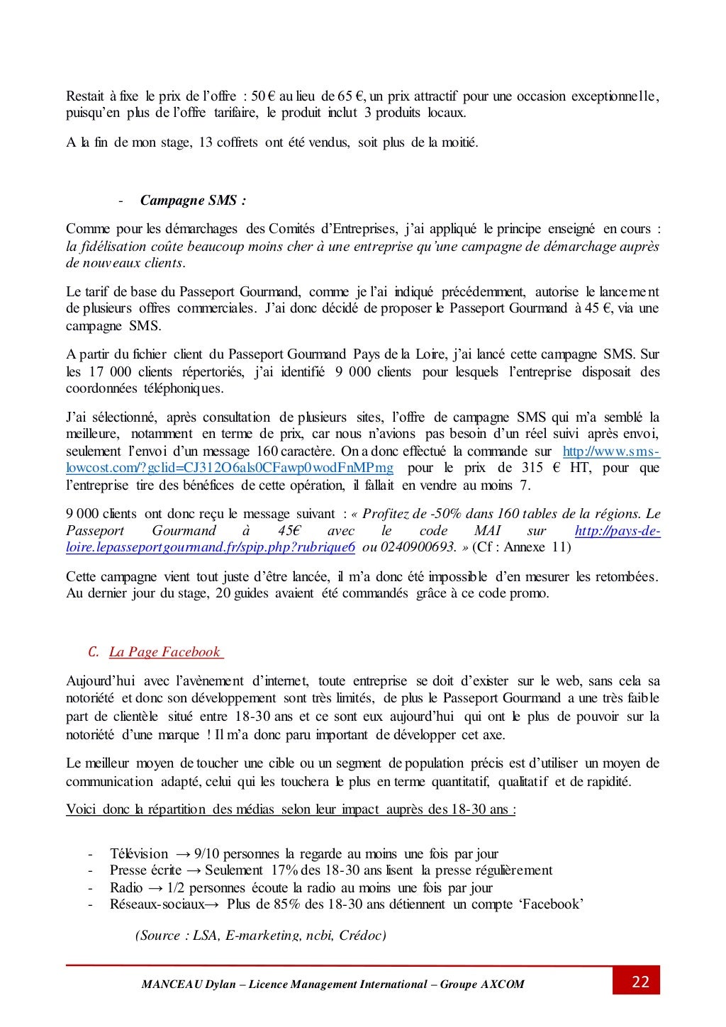 Rapport de Stage Licence 3