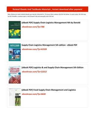 Comprehensive Guide to Supply Chain Logistics Management 5th Edition by ...