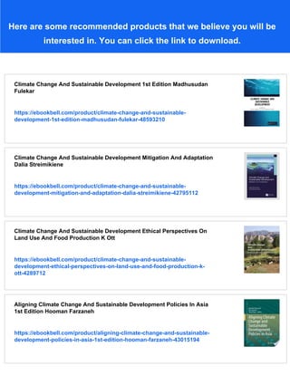 Climate Change And Sustainable Development New Challenges For Poverty ...