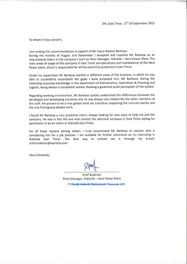 Carta de Recomendação(A)