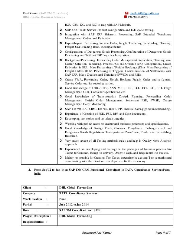 sap tm crm ehs functional consultant resume ravi kumar sap crm functional resume
