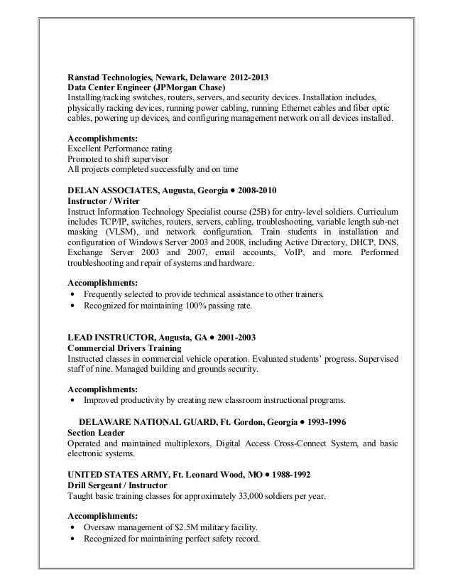 data center engineer resumes