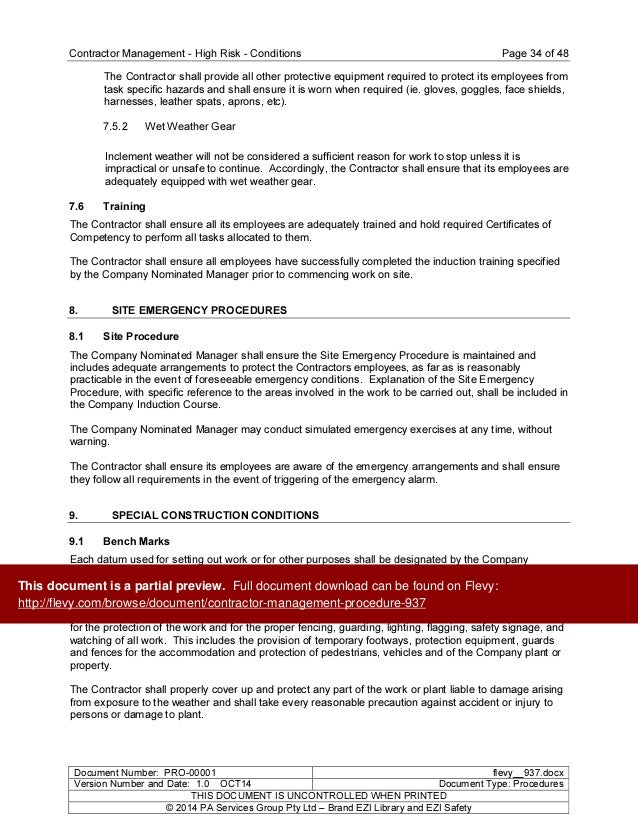 Contractor Management Procedure