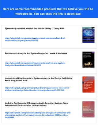 System Requirements Analysis 1st Edition Jeffrey O Grady | PDF