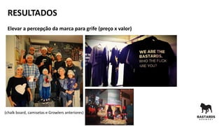 RESULTADOS
Elevar a percepção da marca para grife (preço x valor)
(chalk board, camisetas e Growlers anteriores)
 