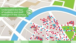 Beacons notify campus
administrators of the
accurate locations of
students during campus
emergencies, setting a new
standard in campus safety.
14
 