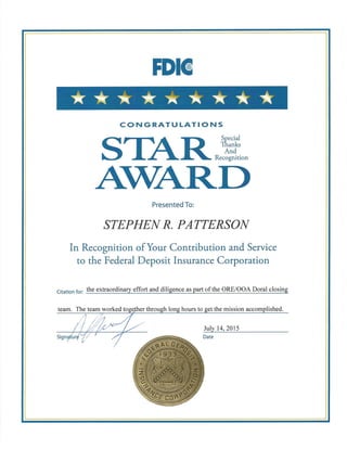 FDIC Group Award 7-15