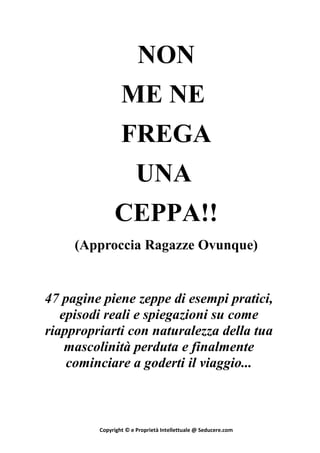 NON
ME NE
FREGA
UNA
CEPPA!!
(Approccia Ragazze Ovunque)
47 pagine piene zeppe di esempi pratici,
episodi reali e spiegazio...