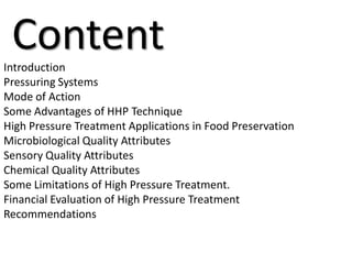 High pressure Treatment in Food Preservation | PDF