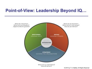 Point-of-View: Leadership Beyond IQ…
© 2015 by T. E. Maltbia. All Rights Reserved
 