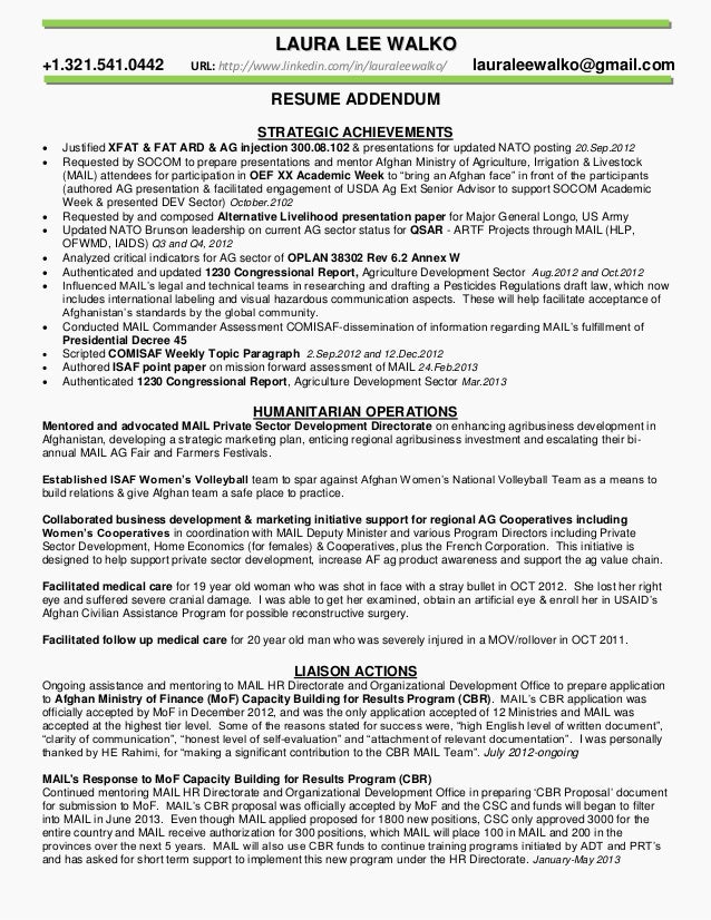 addendum to resumes