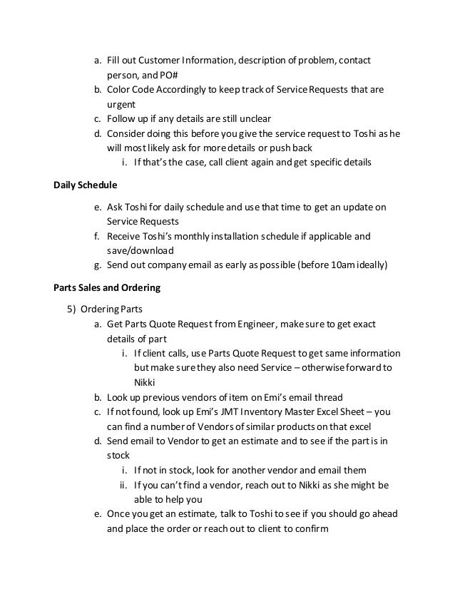 Service Department Assistant Role and Responsibilities