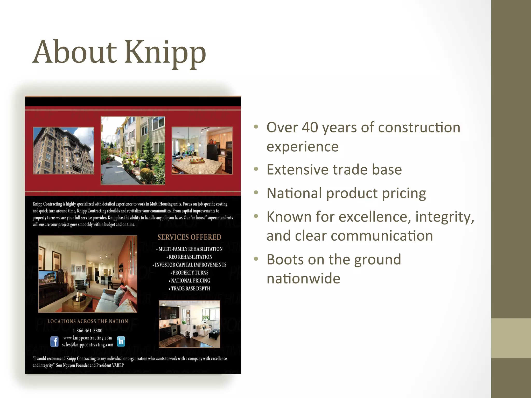 Knipp Contracting overview 2015