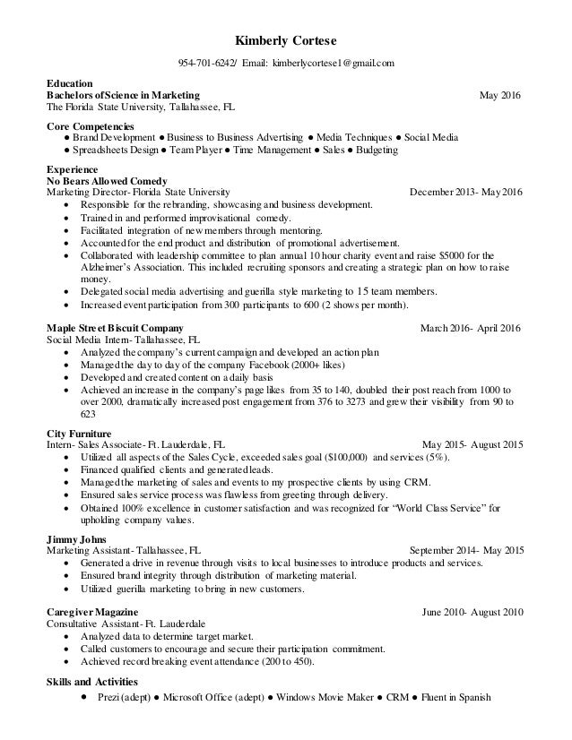 Kimberly Cortese Resume 2016