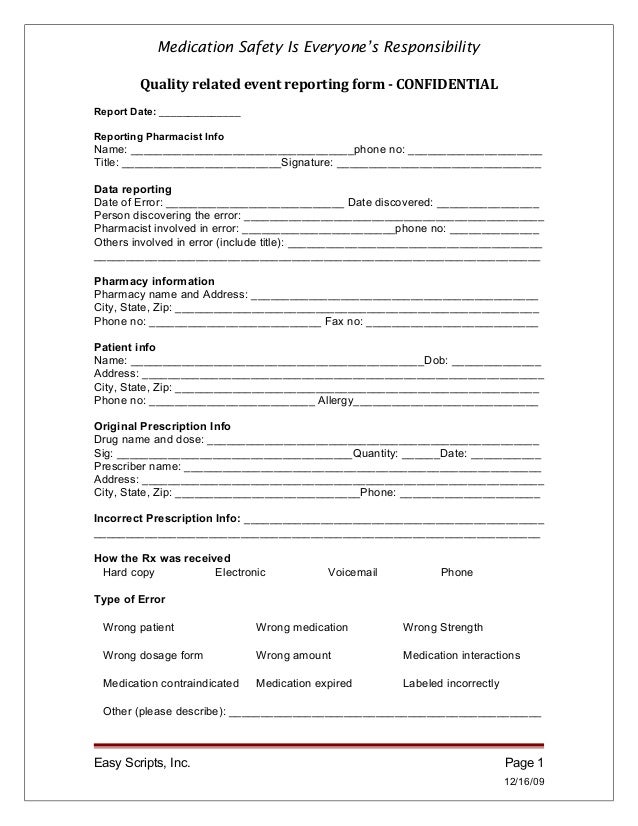 report medication error1 medication error incident report form