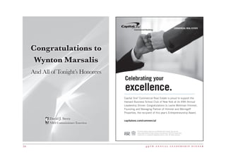 4 9 t h a n n u a l l e a d e r s h i p d i n n e r54
And All of Tonight’s Honorees
Congratulations to
Wynton Marsalis
David J. Stern
NBA Commissioner Emeritus
 