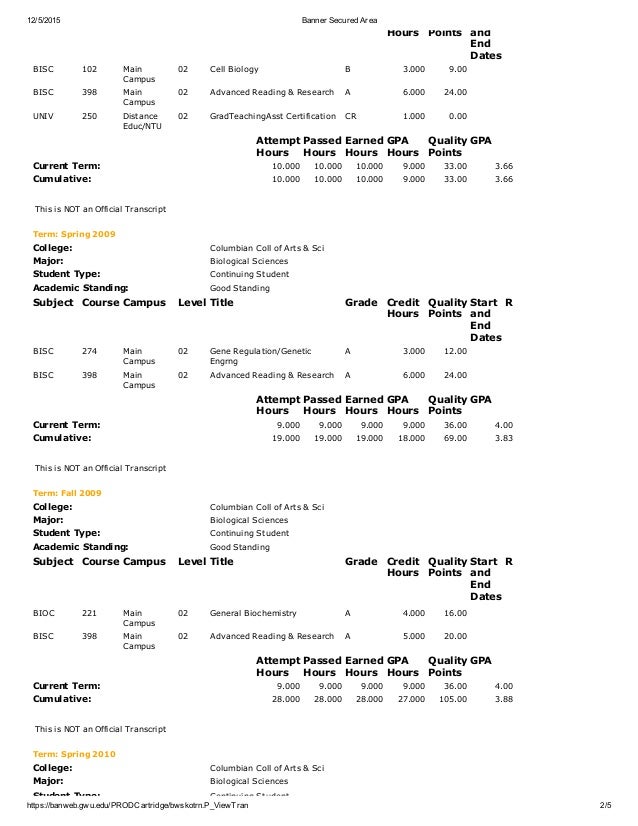 Unofficial Transcripts