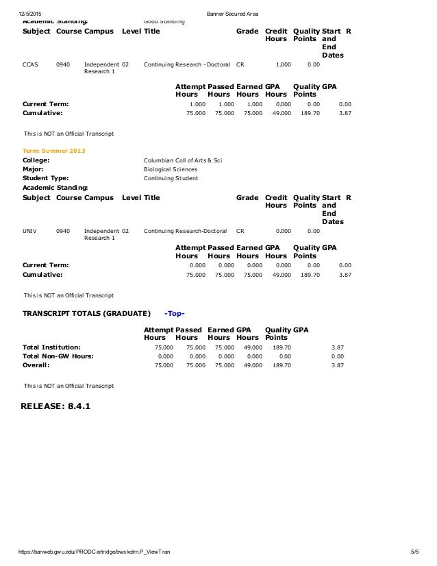 Unofficial Transcripts