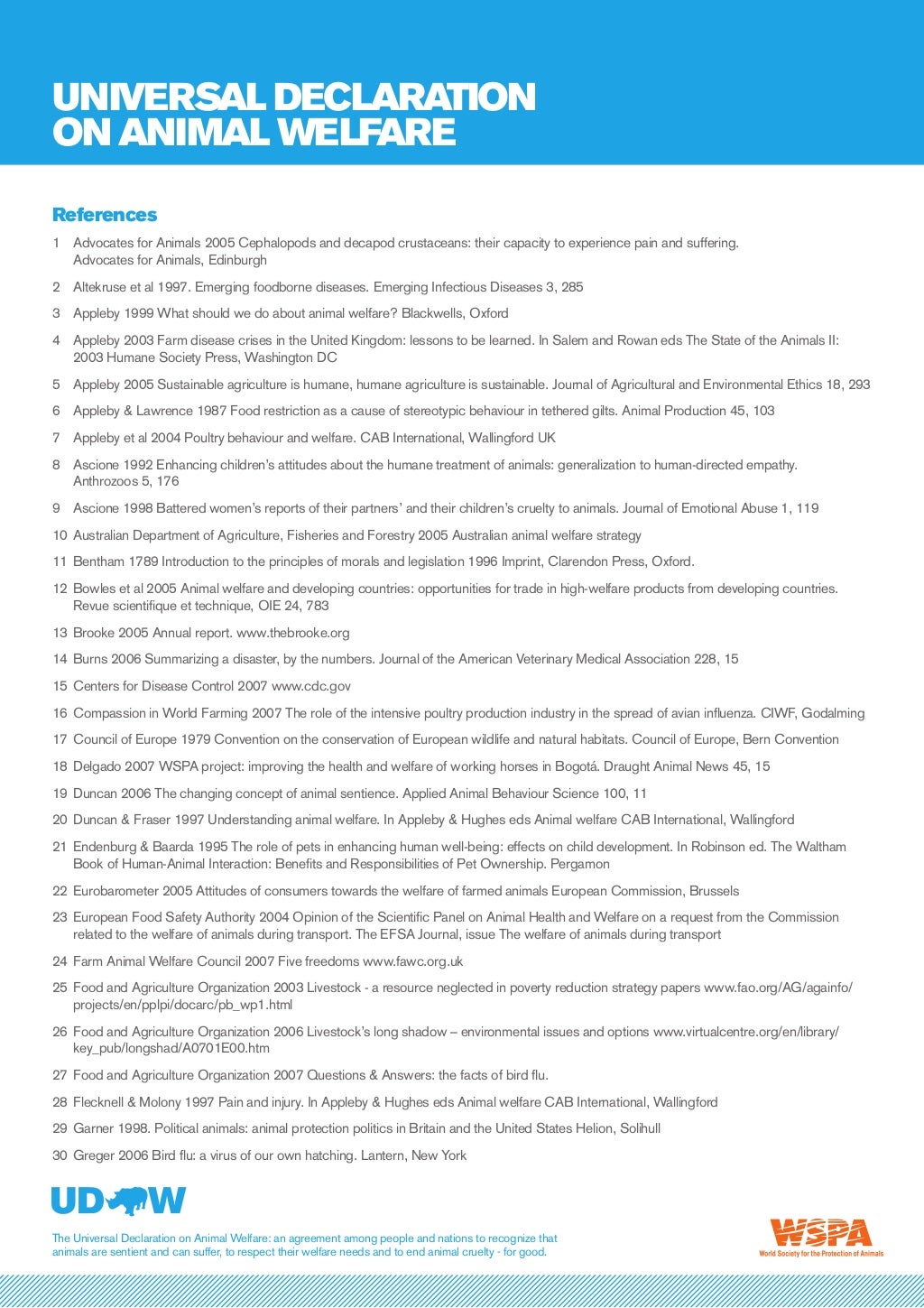 The Universal Declaration on Animal Welfare