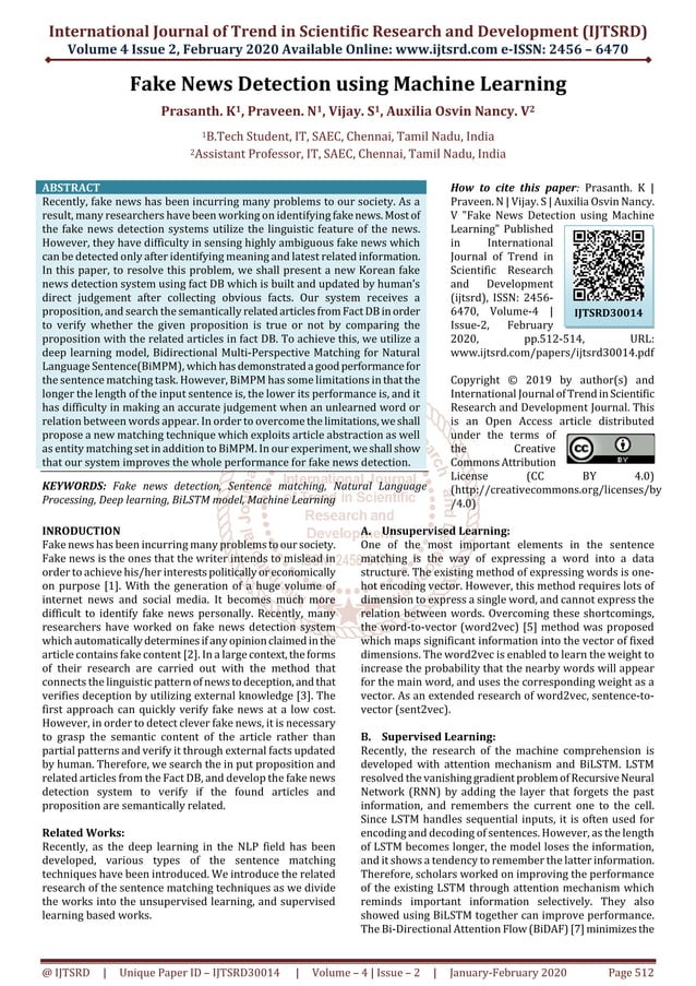 Fake News Detection using Machine Learning | PDF