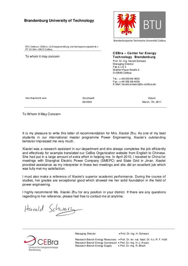 reference letter for managing director