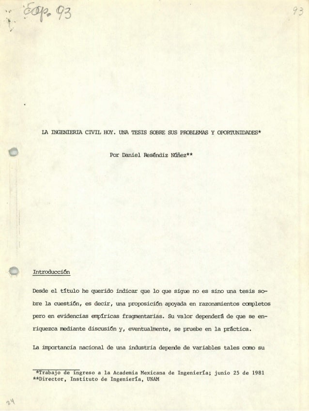 La Ingenieria Civil Hoy Una Tesis Sobre Sus Problemas Y Oportunidade
