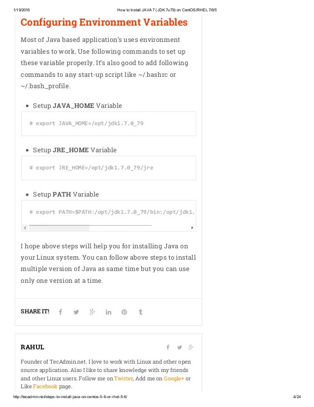How To Install JAVA 7 JDK 7u79 On CentOS RHEL 7 6 5