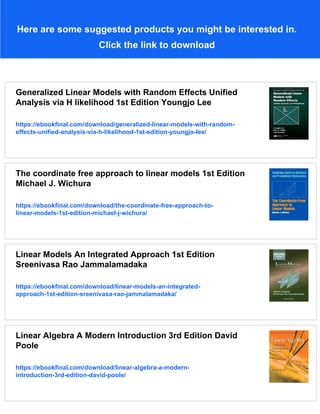 Full Download An Introduction to Generalized Linear Models 3rd Edition ...