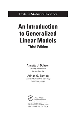 An Introduction to Generalized Linear Models 3rd Edition Annette J ...