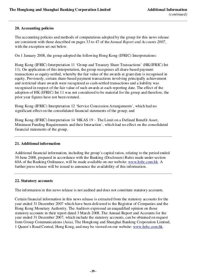 Hsbc Front Cover Of Media Release The Hongkong And Shanghai Bankin