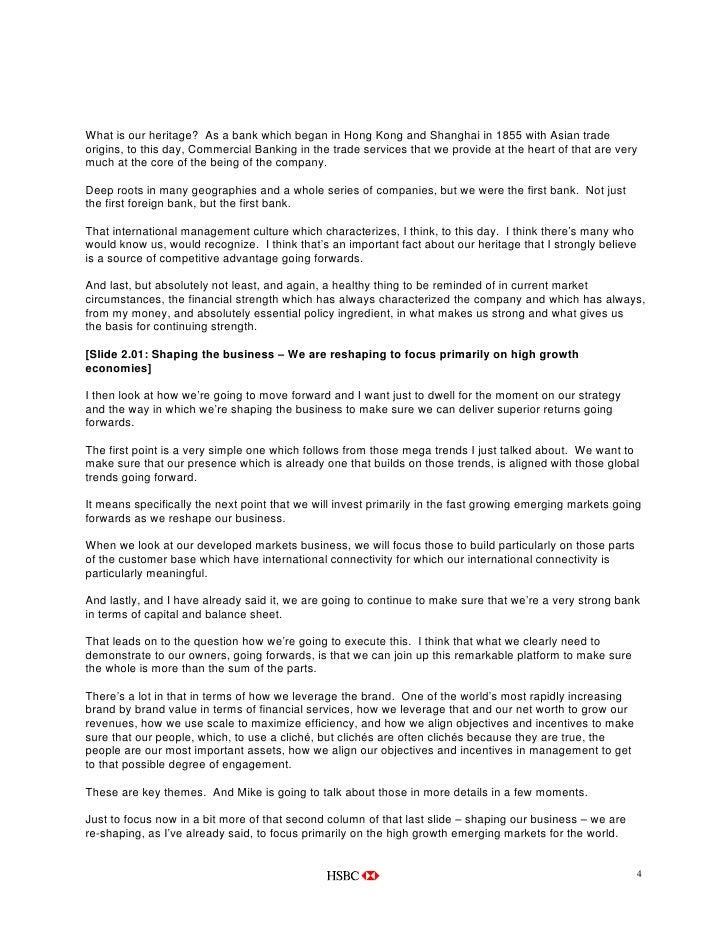 Hsbc Strategy Update