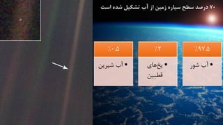 70‫است‬ ‫شده‬ ‫تشکیل‬ ‫آب‬ ‫از‬ ‫زمین‬ ‫سیاره‬ ‫سطح‬ ‫درصد‬
97.5%
•‫شور‬ ‫آب‬
2%
•‫های‬‫یخ‬
‫قطبین‬
0.5%
•‫شیرین‬ ‫آب‬
 