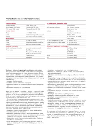 cridet suisse shareholder letter_