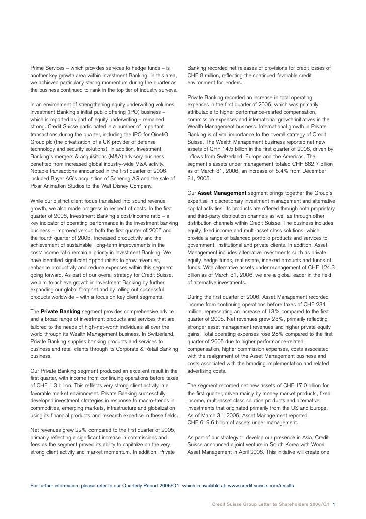 credit suisse cover letter