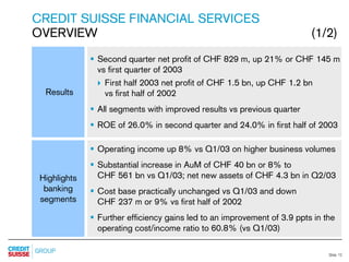 credit-suisse Slides Q2 Results