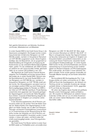  .credit-suisse Quarterly Report Q1/2003