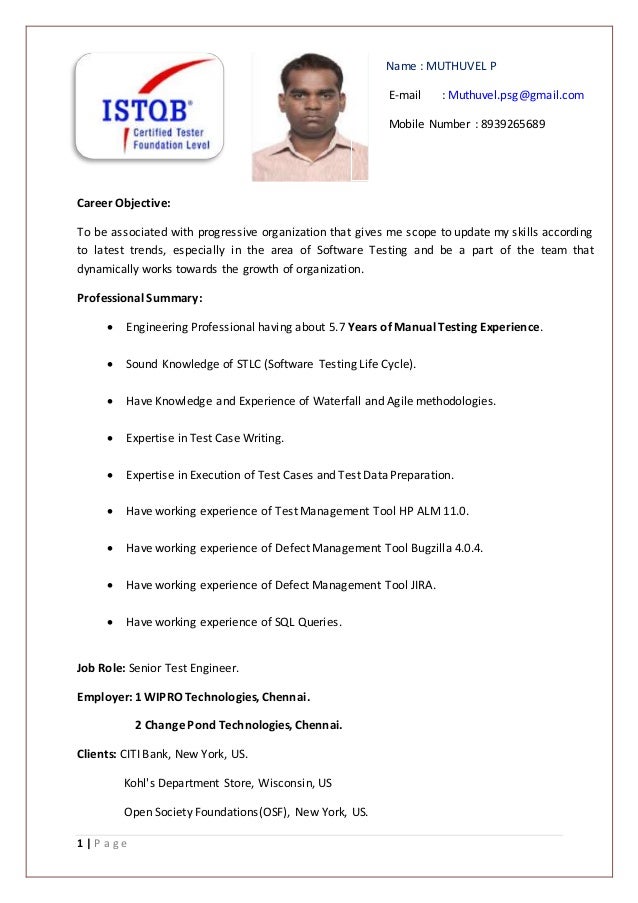 senior test engineer sle resume muthu senior test engineer resume senior test engineer sle resume muthu senior test engineer resume