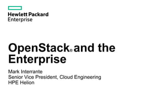 OpenStack® and the
Enterprise
Mark Interrante
Senior Vice President, Cloud Engineering
HPE Helion
 
