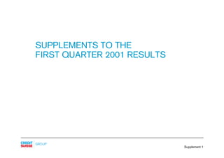 SUPPLEMENTS TO THE
FIRST QUARTER 2001 RESULTS




                             Supplement 1
 