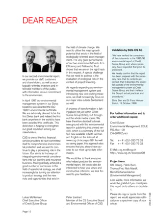 credit-suisse Environmental Report 1997/1998 Short version