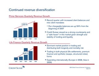Continued revenue diversification
Prime Services Quarterly Revenue Growth
                                         ! Recor...
