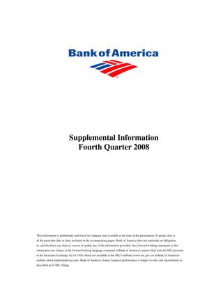 	Supplemental Fourth Quarter 2008 Financial Information