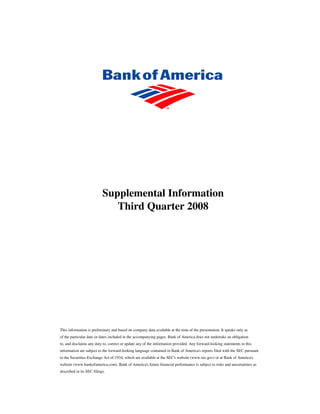 	Supplemental Third Quarter 2008 Financial Information