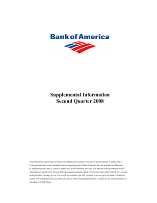 	Supplemental Second Quarter 2008 Financial Information