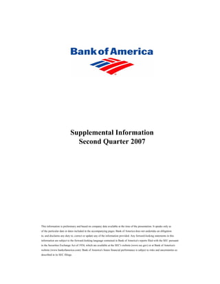 Supplemental Second Quarter 2007 Financial Information