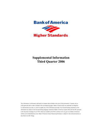 	Supplemental Third Quarter 2006 Financial Information