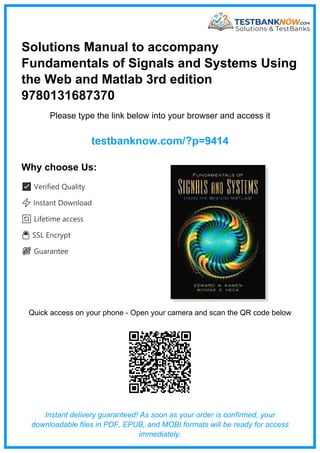 Solutions Manual for Fundamentals of Signals and Systems Using Web and ...