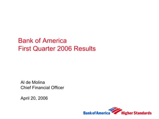 Bank of America
First Quarter 2006 Results



Al de Molina
Chief Financial Officer

April 20, 2006
 