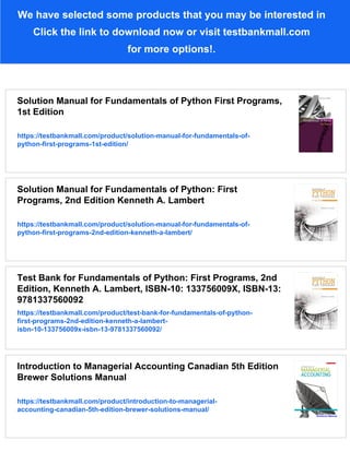 Test Bank for Fundamentals of Python First Programs, 1st Edition | PDF
